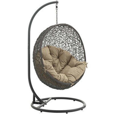 EEI-2273-GRY-MOC Hide Outdoor Patio Swing Chair With Stand