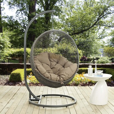 EEI-2273-GRY-MOC Hide Outdoor Patio Swing Chair With Stand