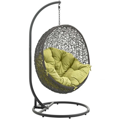 EEI-2273-GRY-PER Hide Outdoor Patio Swing Chair With Stand