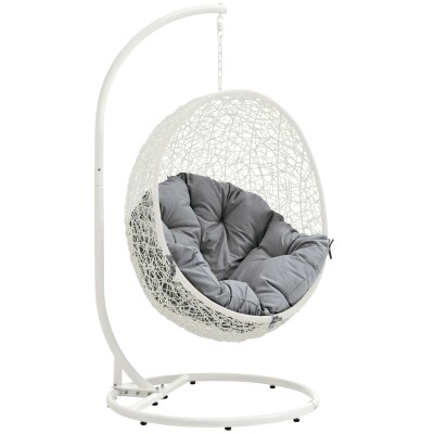 EEI-2273-WHI-GRY Hide Outdoor Patio Swing Chair With Stand