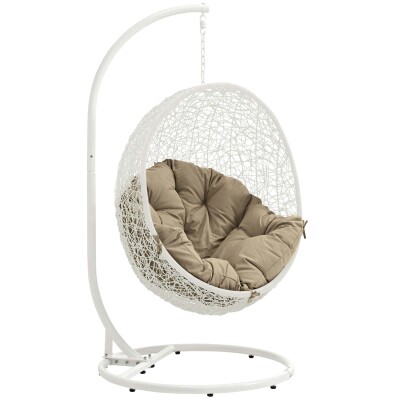 EEI-2273-WHI-MOC Hide Outdoor Patio Swing Chair With Stand