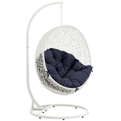 EEI-2273-WHI-NAV Hide Outdoor Patio Swing Chair With Stand