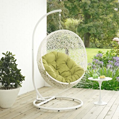 EEI-2273-WHI-PER Hide Outdoor Patio Swing Chair With Stand