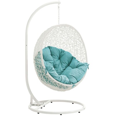 EEI-2273-WHI-TRQ Hide Outdoor Patio Swing Chair With Stand