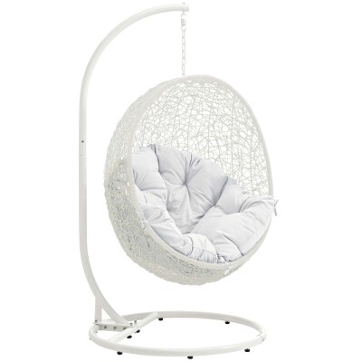 EEI-2273-WHI-WHI Hide Outdoor Patio Swing Chair With Stand White