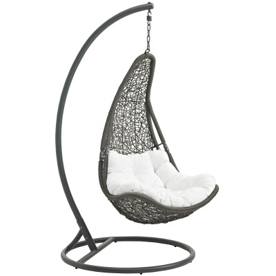 EEI-2276-GRY-WHI-SET Abate Outdoor Patio Swing Chair With Stand