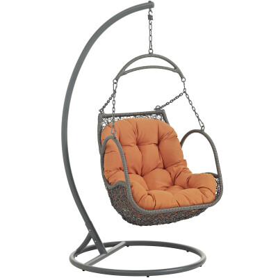 EEI-2279-ORA-SET Arbor Outdoor Patio Wood Swing Chair Orange