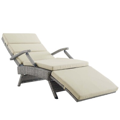 EEI-2301-LGR-BEI Envisage Chaise Outdoor Patio Wicker Rattan Lounge Chair
