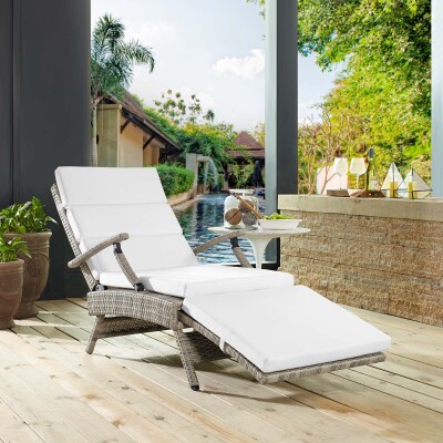 EEI-2301-LGR-WHI Envisage Chaise Outdoor Patio Wicker Rattan Lounge Chair