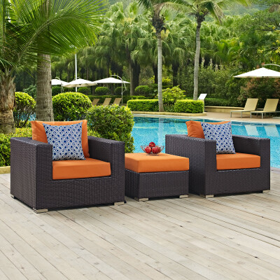 EEI-2363-EXP-ORA-SET Convene 3 Piece Outdoor Patio Sofa Set Orange