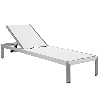 A white chaise lounge on a white background.