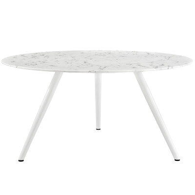 EEI-2527-WHI Lippa 60" Round Artificial Marble Dining Table with Tripod Base White