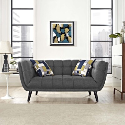 EEI-2534-GRY Bestow Upholstered Fabric Loveseat Gray