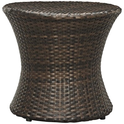 EEI-2546-BRN Stage Round Outdoor Patio Side Table Brown