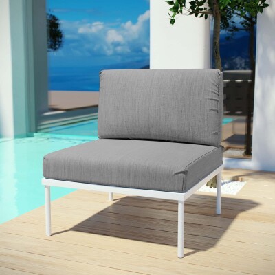 EEI-2600-WHI-GRY Harmony Armless Outdoor Patio Aluminum Chair