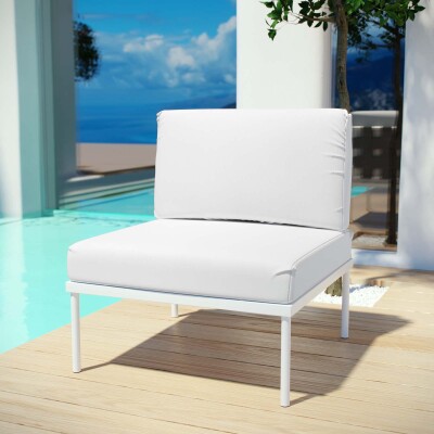 EEI-2600-WHI-WHI Harmony Armless Outdoor Patio Aluminum Chair