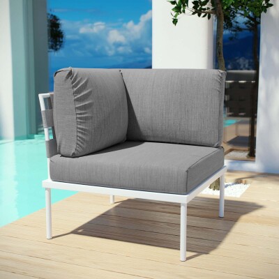 EEI-2601-WHI-GRY Harmony Outdoor Patio Aluminum Corner Sofa