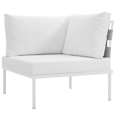 EEI-2601-WHI-WHI Harmony Outdoor Patio Aluminum Corner Sofa
