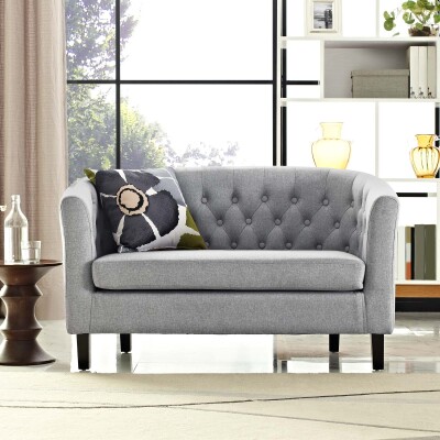 EEI-2614-LGR Prospect Upholstered Fabric Loveseat Light Gray