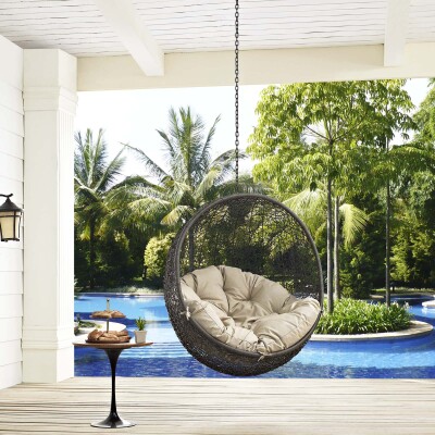 EEI-2654-GRY-BEI Hide Outdoor Patio Swing Chair Without Stand