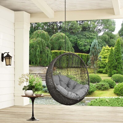 EEI-2654-GRY-GRY Hide Outdoor Patio Swing Chair Without Stand