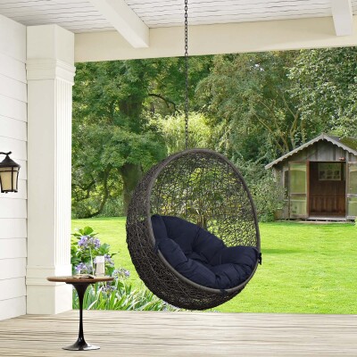 EEI-2654-GRY-NAV Hide Outdoor Patio Swing Chair Without Stand
