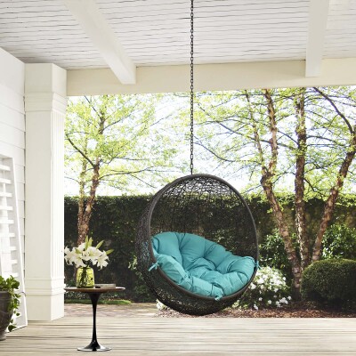 EEI-2654-GRY-TRQ Hide Outdoor Patio Swing Chair Without Stand