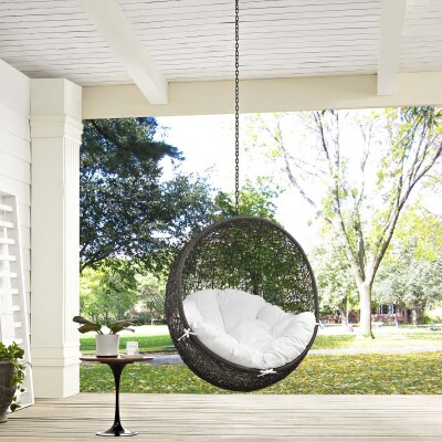 EEI-2654-GRY-WHI Hide Outdoor Patio Swing Chair Without Stand
