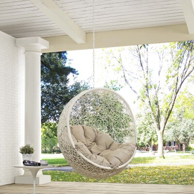 EEI-2654-WHI-BEI Hide Outdoor Patio Swing Chair Without Stand