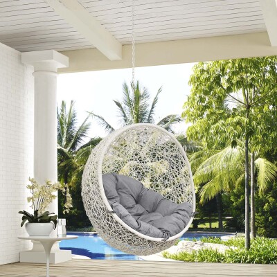 EEI-2654-WHI-GRY Hide Outdoor Patio Swing Chair Without Stand