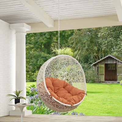 EEI-2654-WHI-ORA Hide Outdoor Patio Swing Chair Without Stand