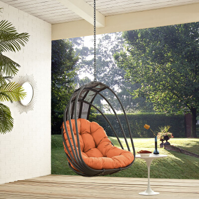 EEI-2656-ORA-SET Whisk Outdoor Patio Swing Chair Without Stand Orange
