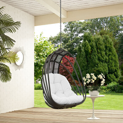 EEI-2656-WHI-SET Whisk Outdoor Patio Swing Chair Without Stand White