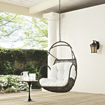EEI-2659-WHI-SET Arbor Outdoor Patio Swing Chair Without Stand White