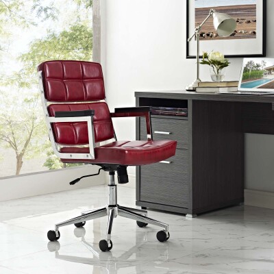 EEI-2685-RED Portray Highback Upholstered Vinyl Office Chair Red