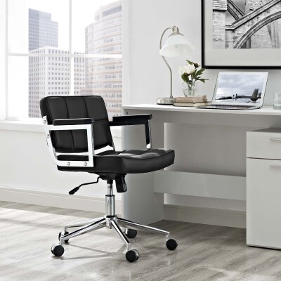 EEI-2686-BLK Portray Mid Back Upholstered Vinyl Office Chair Black