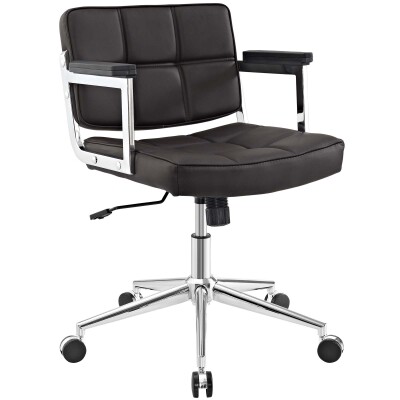 EEI-2686-BRN Portray Mid Back Upholstered Vinyl Office Chair Brown