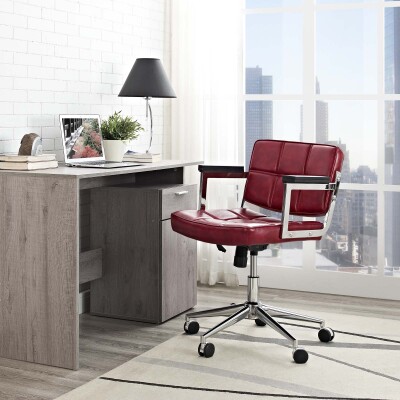 EEI-2686-RED Portray Mid Back Upholstered Vinyl Office Chair Red
