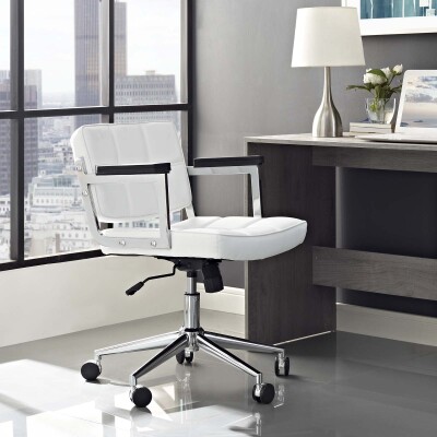EEI-2686-WHI Portray Mid Back Upholstered Vinyl Office Chair White