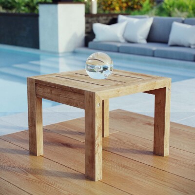 EEI-2709-NAT Upland Outdoor Patio Wood Side Table Natural