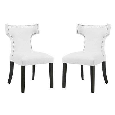 EEI-2740-WHI-SET Curve Dining Side Chair Vinyl (Set of 2) White