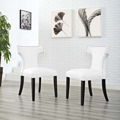 EEI-2740-WHI-SET Curve Dining Side Chair Vinyl (Set of 2) White