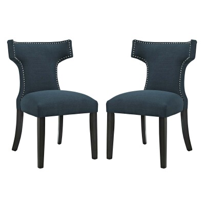 EEI-2741-AZU-SET Curve Dining Side Chair Fabric (Set of 2) Azure