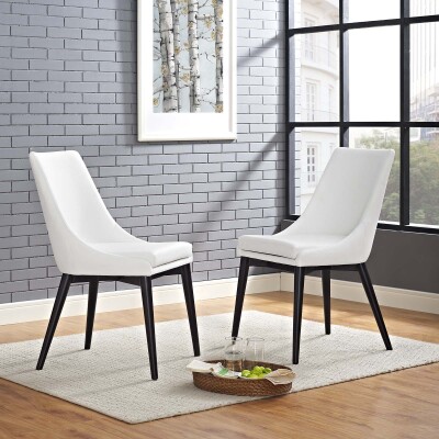 EEI-2744-WHI-SET Viscount Dining Side Chair Vinyl (Set of 2) White