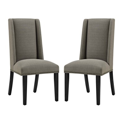 EEI-2748-GRA-SET Baron Dining Chair Fabric Set of 2 Granite