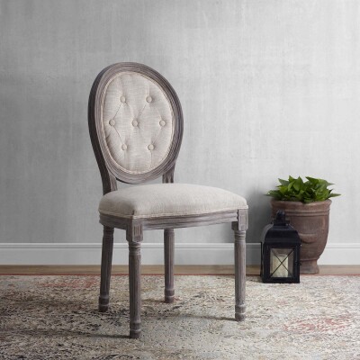 EEI-2795-BEI Arise Vintage French Upholstered Fabric Dining Side Chair Beige