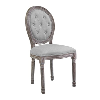 EEI-2795-LGR Arise Vintage French Upholstered Fabric Dining Side Chair Light Gray