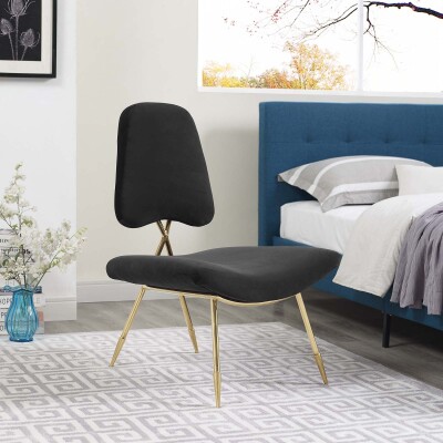 EEI-2809-BLK Ponder Upholstered Velvet Lounge Chair Black