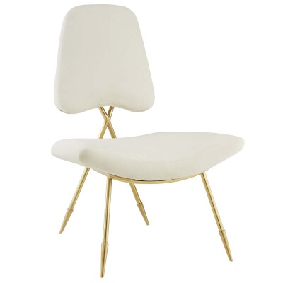 EEI-2809-IVO Ponder Upholstered Velvet Lounge Chair Ivory