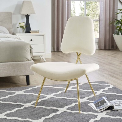 EEI-2809-IVO Ponder Upholstered Velvet Lounge Chair Ivory
